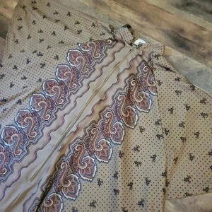 Vintage 1960's Mis Tique Of California Zip-Up Paisly Brown (Moo-Moo) Caftan